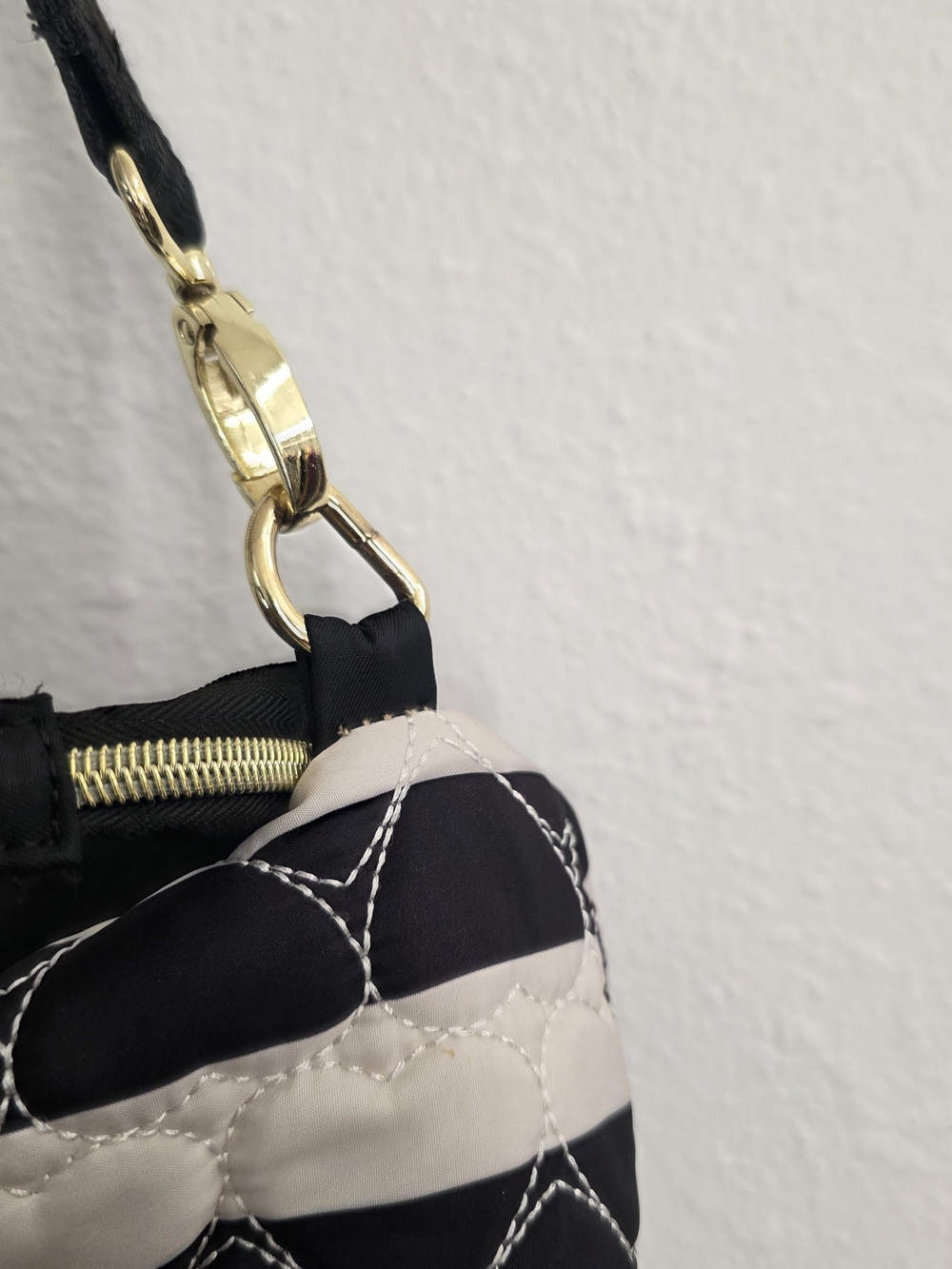 Betsey Johnson Quilted Stripe Satchel | Boutique Statement Bag - Picture 4 of 10